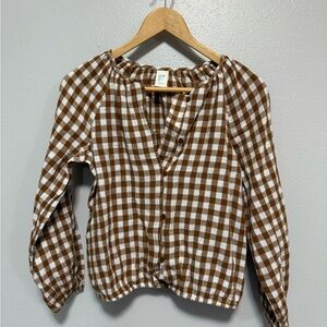 Thereabouts Girls Brown & White Gingham Shirt – Size 10/12 – NWT – JCPenney